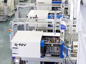 An overhead view of a plastic injection molding facility.